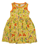 Sleeveless Dress with Gathered Skirt | Midsummer Flowers - Yellow