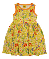 Sleeveless Dress with Gathered Skirt | Midsummer Flowers - Yellow