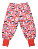 Baggy Pants | Mushrooms - Pink. Pompeian Red ribb