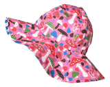 Sun Hat | Mushrooms - Pink, Inside in Dresden Blue Check
