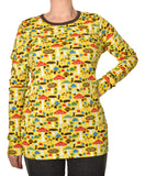 Long Sleeve Top | Mushrooms - Yellow. Brown Taping