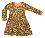 Long Sleeve Skater Dress | Bullfinch - Yellow Cream, Golden Poppy Orange Taping