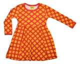 Long Sleeve Skater Dress | Clover - Pompeian Red. Pompeian Red Taping
