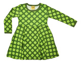 Long Sleeve Skater Dress | Clover - Treetop Green. Treetop Green Taping