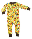 Zip Suit | Mushrooms - Yellow. Brown Ribb