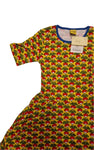 Short Sleeve Skater Dress, Radish- Yellow with Blue Taping, 134 cl, 8-9 Years | BITS AND PIECES, item 44