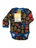 Long Sleeve Body,  Gingerbread- Black w deep blue taping, Size: 50 cl Newborn| BITS AND PIECES, item 165