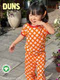 Short Sleeve Top | Clover Vibrant Orange. Poppy Red Taping