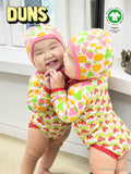 Kimono Body | Mixed Print. Radish Dogwood Pink/ Fruits. Poppy Red Taping
