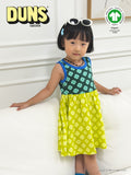 Sleeveless Dress with Gathered Skirt | Mixed Print. Clover Bistro/ Clover Sulphur Spring. Directoire Blue Taping