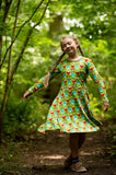 Long Sleeve Skater Dress | Big Radish- Green, Dried Herbs Green Taping