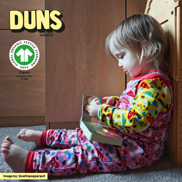 Dungaree | Mushrooms - Pink. Pompeian Red Taping