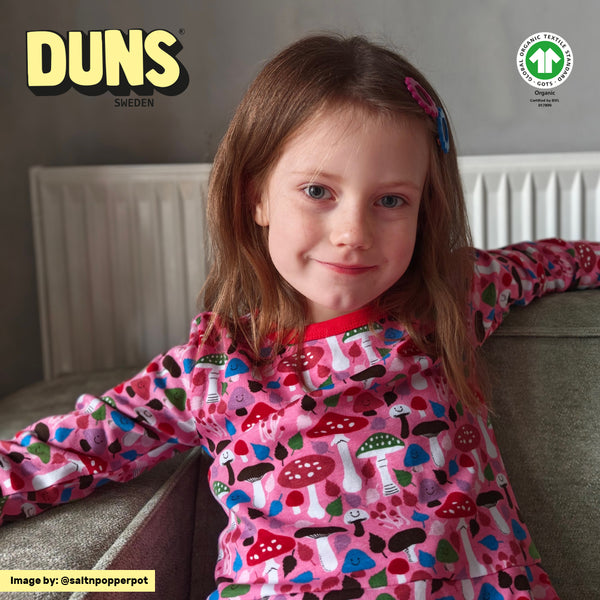 Long Sleeve Top | Mushrooms - Pink. Pompeian Red Taping