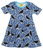 Short Sleeve Skater Dress | Black Bird - Blue