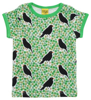 Short Sleeve Top | Black Bird - Green