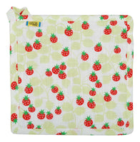All Over Printed Cotton/ Linen Pot Holder | Wild Strawberries - Green