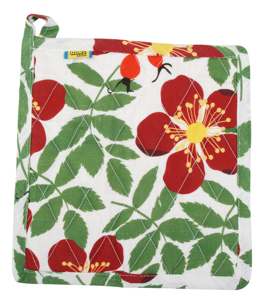 All Over Printed Cotton/ Linen Pot Holder | Rosehip Red