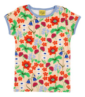 Short Sleeve Top | Flowers - Bleached Apricot