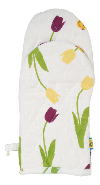 Cotton/ Linen All Over Printed Owen Mitten |  Hyacinth & Tulips